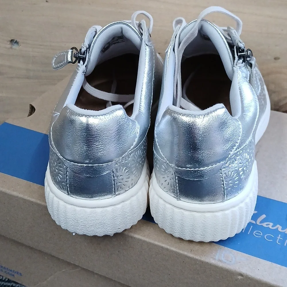 New Clarks Collection Caroline Rio Leather Sneaker 7 1/2 - Picture 5 of 8